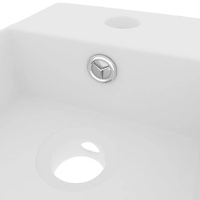 Νιπτήρας Μπάνιου με Υπερχείλιση Λευκό Ματ Κεραμικός - Λευκό