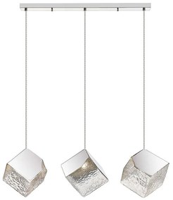 Φωτιστικό Οροφής - Ράγα Dream 4273200 84x148,5cm 3xE14 25W Clear-Chrome Viokef Steel,Glass
