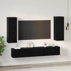vidaXL Σετ επίπλου τηλεόρασης Επιτοίχιο 5 pcs Μαύρη δρυς