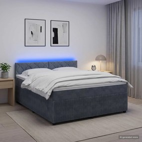 vidaXL Κρεβάτι box spring με στρώμα Σκούρο Γκρι 140 x 200 cm Βελούδο