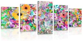 Εικόνα 5 μερών πολύχρωμα λουλούδια - 200x100