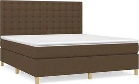 vidaXL Κρεβάτι Boxspring με Στρώμα Σκούρο Καφέ 180x200 εκ Υφασμάτινο