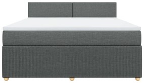 Κρεβάτι Boxspring με Στρώμα Σκούρο Γκρι 180x200 εκ Υφασμάτιν - Γκρι