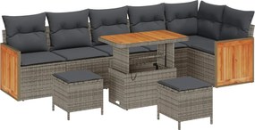 vidaXL Σετ Καναπέ Κήπου 9 pcs Γκρι Πολυέστερ και Κατασκευασμένο Ατσάλι