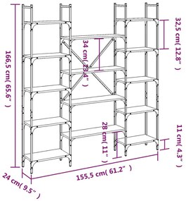 Βιβλιοθήκη Sonoma Δρυς 155,5x24x166,5 εκ. Επεξεργασμένο Ξύλο - Καφέ