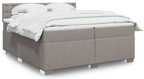 vidaXL Κρεβάτι Boxspring με Στρώμα Taupe 200x200 εκ. Υφασμάτινο