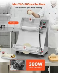 VEVOR 16 Inch Pizza Dough Roller Sheeter Semi-automatic Commercial Dough Press