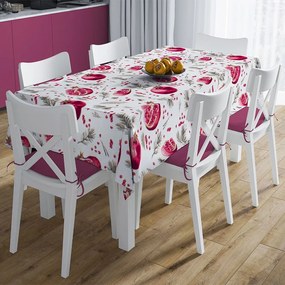 Τραπεζομάντηλο Pomegranate 458 Με Τραβέρσα (Σετ 2τμχ) White-Pink DimCol 140Χ140 140x140cm Cotton-Polyester