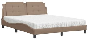 vidaXL Κρεβάτι με Στρώμα Καπουτσίνο 160x200εκ.από Συνθ.Δέρμα