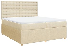 Κρεβάτι Boxspring με Στρώμα Κρεμ 200x200 εκ. Υφασμάτινο - Κρεμ