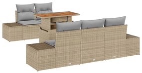 vidaXL Σέτ φαγητού για κήπο με μαξιλάρι 6 pcs Μπεζ και Γκρι