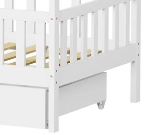 Κρεβάτι παιδικό Piccolo τύπου Montessori με 2 συρτάρια ξύλο πεύκου λευκό 90x190 εκ. 90x190x160.5 εκ.