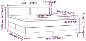 Κρεβάτι Boxspring με Στρώμα Ανοιχτό Γκρι 180x200 εκ. Υφασμάτινο - Γκρι