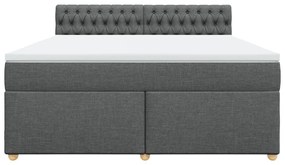 Κρεβάτι Boxspring με Στρώμα Σκούρο Γκρι 180x200 εκ Υφασμάτιν - Γκρι