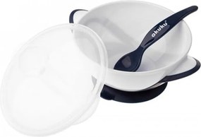 Φαγητοδοχείο & Κουτάλι (Σετ) 300ml Akuku White/Navy Blue A0503
