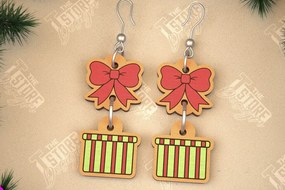 Σετ των 3 Intra απο ξύλο plywood 3mm-4mm πάχος Χριστουγεννιάτικα Σκουλαρίκια | Σχεδιασμός κοσμημάτων |CNC Δίασταση 3x3 cm INTRAFABR-105341006