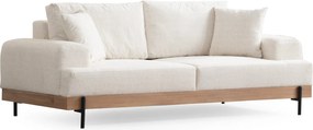 Τριθέσιος Καναπές Λευκό ETI OAK 220x98x78