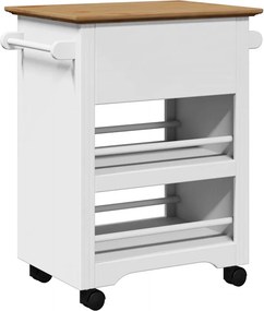 vidaXL Καροτσάκι κουζίνας BODO Λευκό και καφέ 67,5x45x80 cm