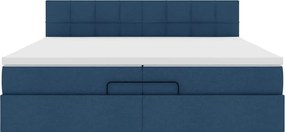 vidaXL Οθωμανικό κρεβάτι με στρώμα μπλε 200x200 cm ύφασμα