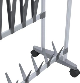 vidaXL Παπουτσοθήκη με Ρόδες Ασημί 89 x 27 x 120 εκ.