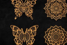 Σετ των 2 Intra απο ξύλο plywood 3mm-4mm πάχος κοπής με λέιζερ 3D Butterfly Mandala Δίασταση 30x30 cm INTRAFABR-94625680