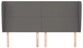 Κεφαλάρι με Πτερύγια Γκρι 163x23x118/128 εκ.Συνθετικό Δέρμα - Γκρι