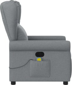 vidaXL Πολυθρόνα Μασάζ Ανακλινόμενη Ανοιχτό Γκρι Υφασμάτινη