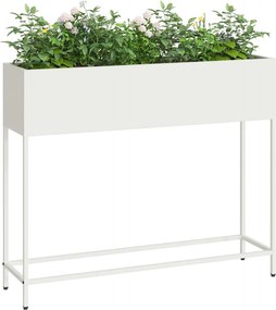 vidaXL Υψωμένη Γλάστρα Κήπου Λευκό 100 x 26 x 82 εκ Ατσάλι