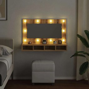 vidaXL Ντουλάπι καθρέφτη με LED Artisan Oak 90x31,5x62 cm