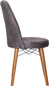 Καρέκλα Nevis I pakoworld ανθρακί antique ύφασμα-καρυδί πόδι