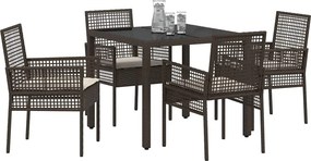vidaXL Σέτ φαγητού για κήπο 5 pcs Καφέ συνθετικό ρατάν