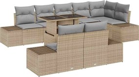vidaXL Σετ Καναπέ Κήπου με αποθήκευση 9 pcs Μπεζ Πολυ ράταν