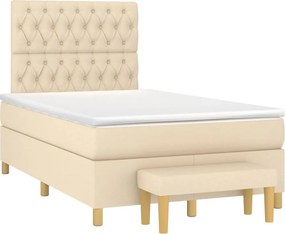 vidaXL Κρεβάτι Boxspring με Στρώμα Κρεμ 120x200 εκ. Υφασμάτινο