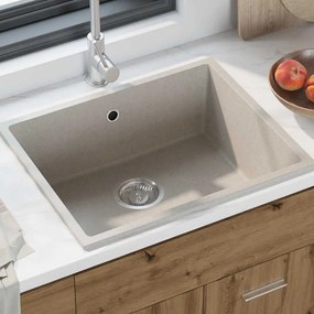 vidaXL Σιντρινο κουζίνας Μπεζ 21 x 44 x 14 εκ. Γρανίτης