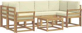 vidaXL Σειρά Καναπέ Εξωτερικού με μαξιλάρι 7 pcs Λευκό και Κρεμ