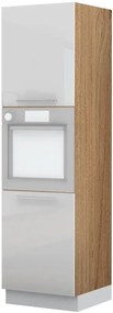 Επιδαπέδιο ντουλάπι φούρνου ψηλό Raval K21-60-2KR-Καρυδί - Λευκό γυαλιστερό - 60.00Χ60.00Χ216.00cm