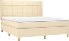 vidaXL Κρεβάτι Boxspring με Στρώμα &amp; LED Κρεμ 160x200 εκ. Υφασμάτινο