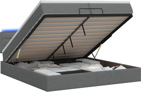 VidaXL Κρεβάτι Ottoman με Στρώμα και LED Σκούρο Γκρι 200 x 200 cm