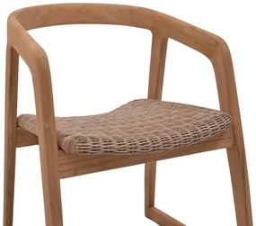 Καρέκλα - Πολυθρόνα Somalia σκελετός αλουμινίου με teak πόδι σε Φυσικό και καφέ pe rattan 57x62x80 εκ. 57x62x80 εκ.
