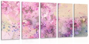 5 μέρη εικόνα ροζ κλαδί λουλουδιών - 100x50