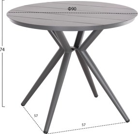 ΤΡΑΠΕΖΙ ΣΤΡΟΓΓΥΛΟ ΑΛΟΥΜΙΝΙΟΥ HIGER HM6289.01 ΓΚΡΙ Φ90x74Yεκ.