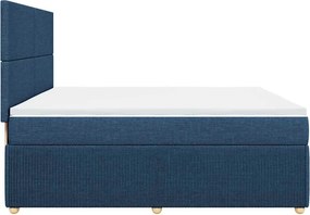 vidaXL Κρεβάτι Boxspring με Στρώμα Μπλε 200x200 εκ. Υφασμάτινο