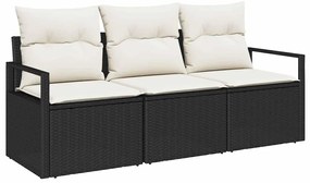 vidaXL Σετ Καναπέ Κήπου 3 pcs Μαύρο και Λευκό συνθετικό ρατάν
