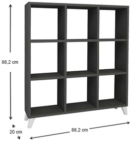 Βιβλιοθήκη μελαμίνης Saul Megapap χρώμα ανθρακί 88,2x20x88,2εκ. - Μελαμίνη - GP041-0009,4