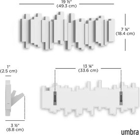 Umbra λευκή κρεμάστρα τοίχου 49.2x18.1εκ/Λευκό/Sticks 318211-660