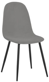 Chair Bella light grey velvet  fabric-black metal leg 43x52x88cm 43x52x88 εκ.