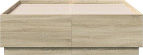 vidaXL Πλαίσιο Κρεβατιού με LED Sonoma Δρυς 135x190εκ. Επεξ. Ξύλο