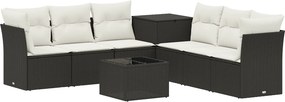 vidaXL Σετ Καναπέ 8 τμχ. Μαύρο και Κρεμ Λευκό 55 x 55 x 37 εκ