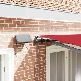 vidaXL Χειροκίνητη τέντα με ηλιακό LED 3 x 2,5 m Κόκκινο