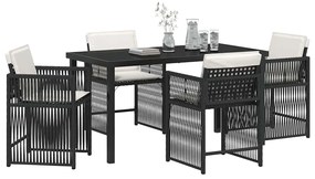 vidaXL Σέτ φαγητού για κήπο 5 pcs Μαύρο συνθετικό ρατάν